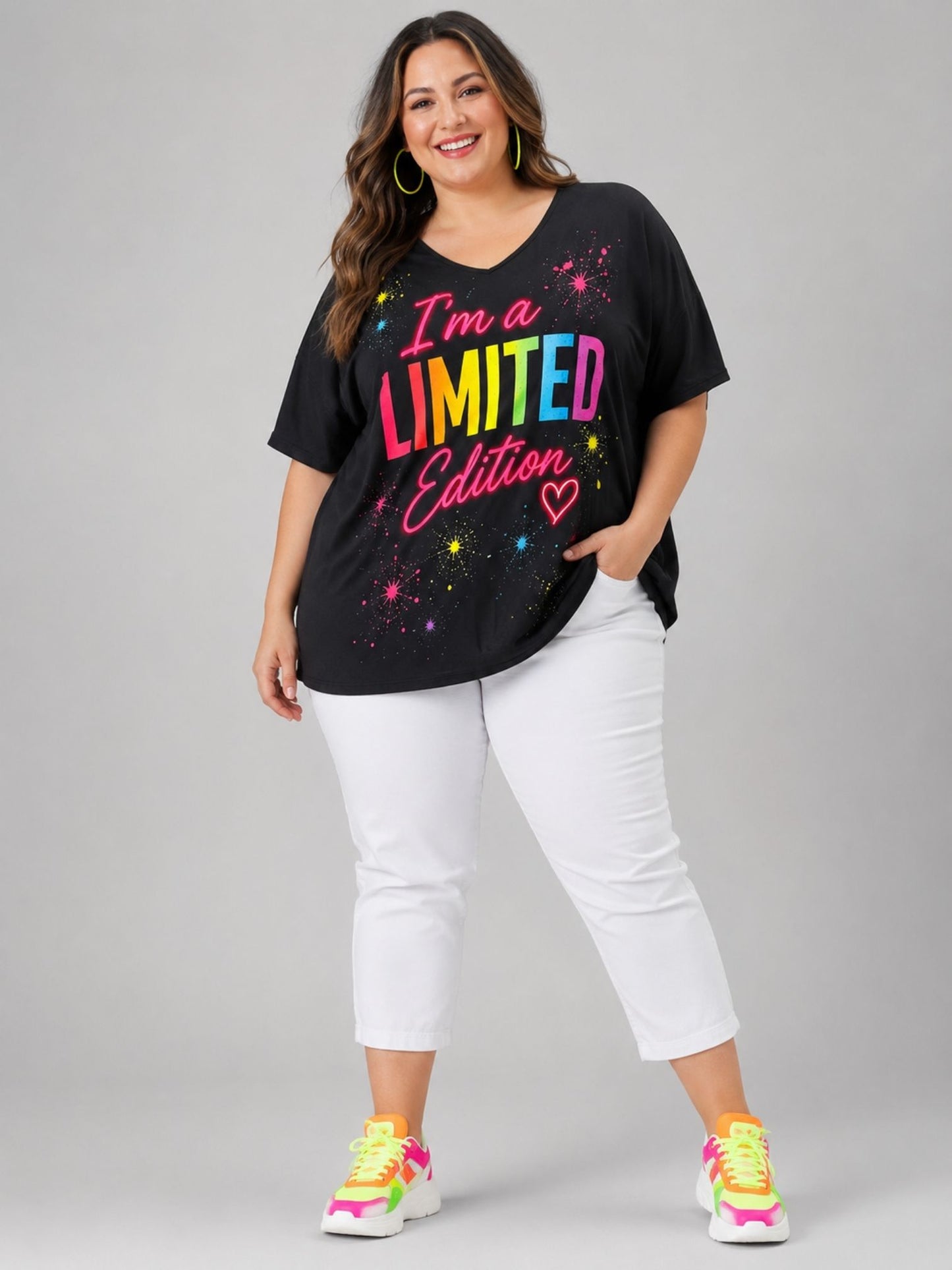 Frenzi Oversize Shirt "I'm a Limited Edition" Schwarz – Exklusiv-Print – Einheitsgröße 44–58