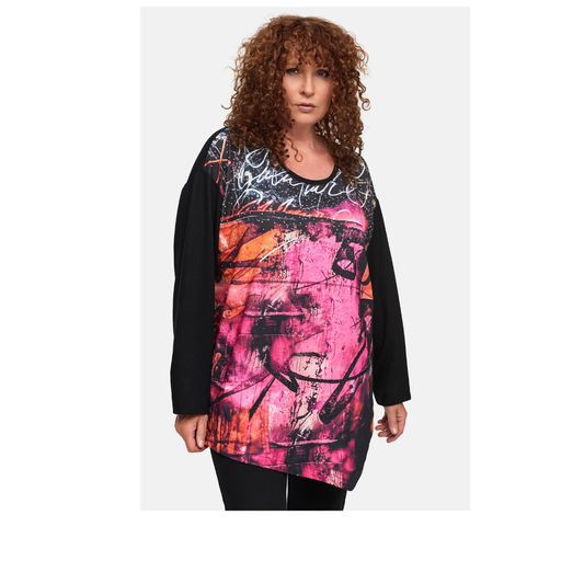 Frenzi4U Shirt mit asymmetrischem Schnitt in Pink-Orange 44 46 48 50 52 54 56 58