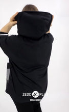 Lade das Bild in den Galerie-Viewer, Zedd Plus Bluse Blusenjacke mit Kapuze kiwi schwarz weiß Netz Gr 1 &amp; 4
