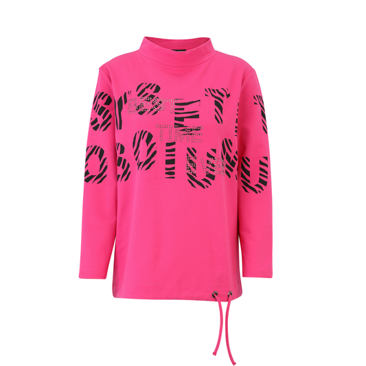 Doris Streich – Sweatshirt pink mit Stehkragen und Strassdetails 44 46 48 50 52 54 56