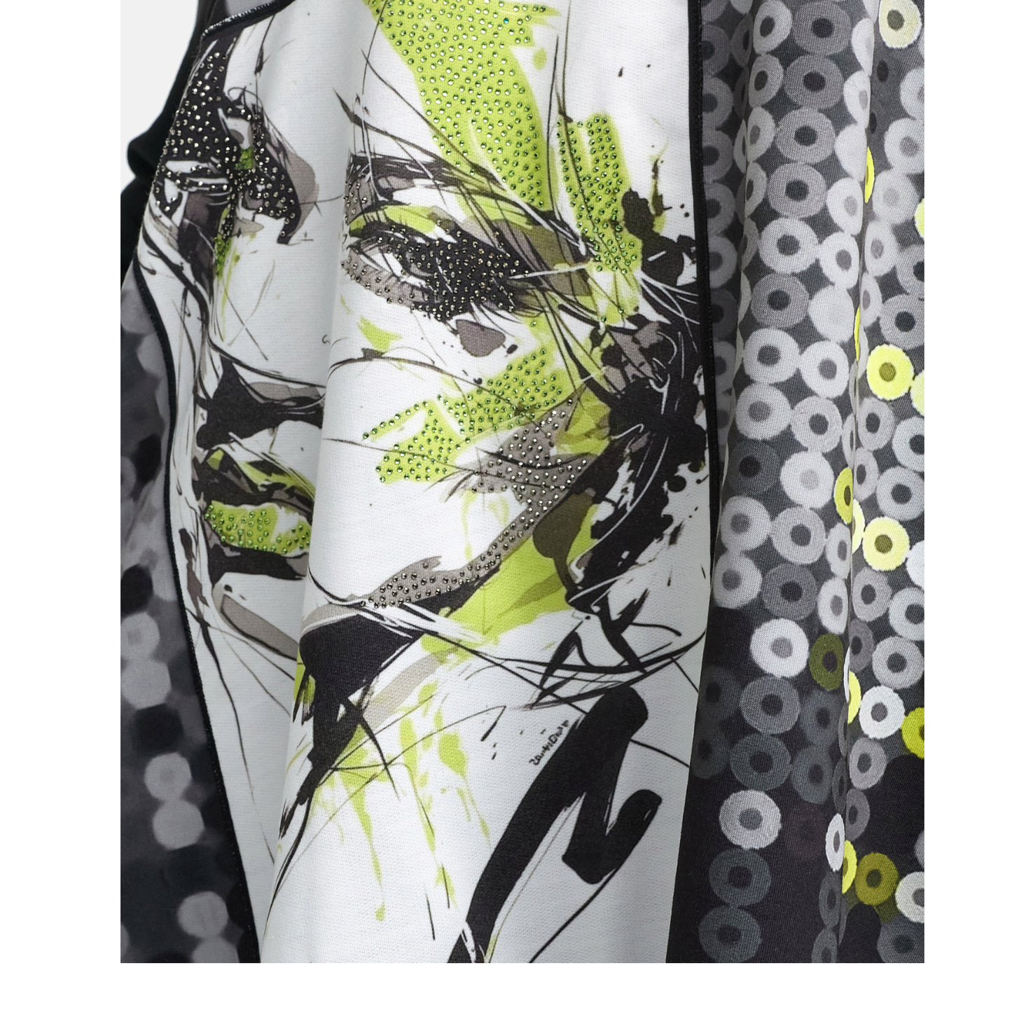 Frenzi4U – Figurschmeichelnde Tunika „Urban Art“ in Schwarz-Grau-Limette 44 46 48 50 52 54 56 58