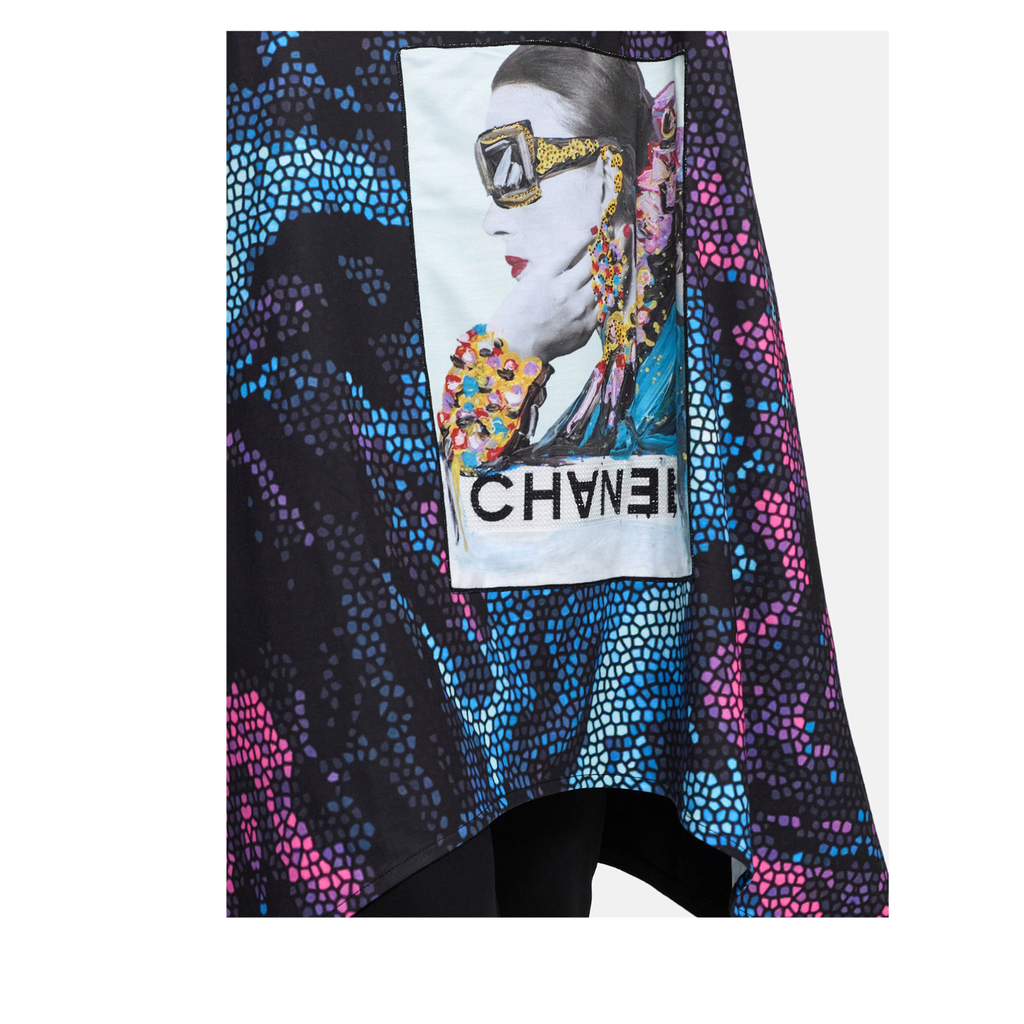 Frenzi4U – Tunika „Fashion Icon“ mit Glitzer und Kunst-Print 44 46 48 50 52 54 56 58