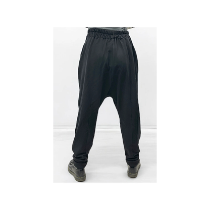 Vincenzo Allocca Hose Tiefschritt mit Wolleinsatz schwarz mit weiß 44 46 48 50 52 54 56 58