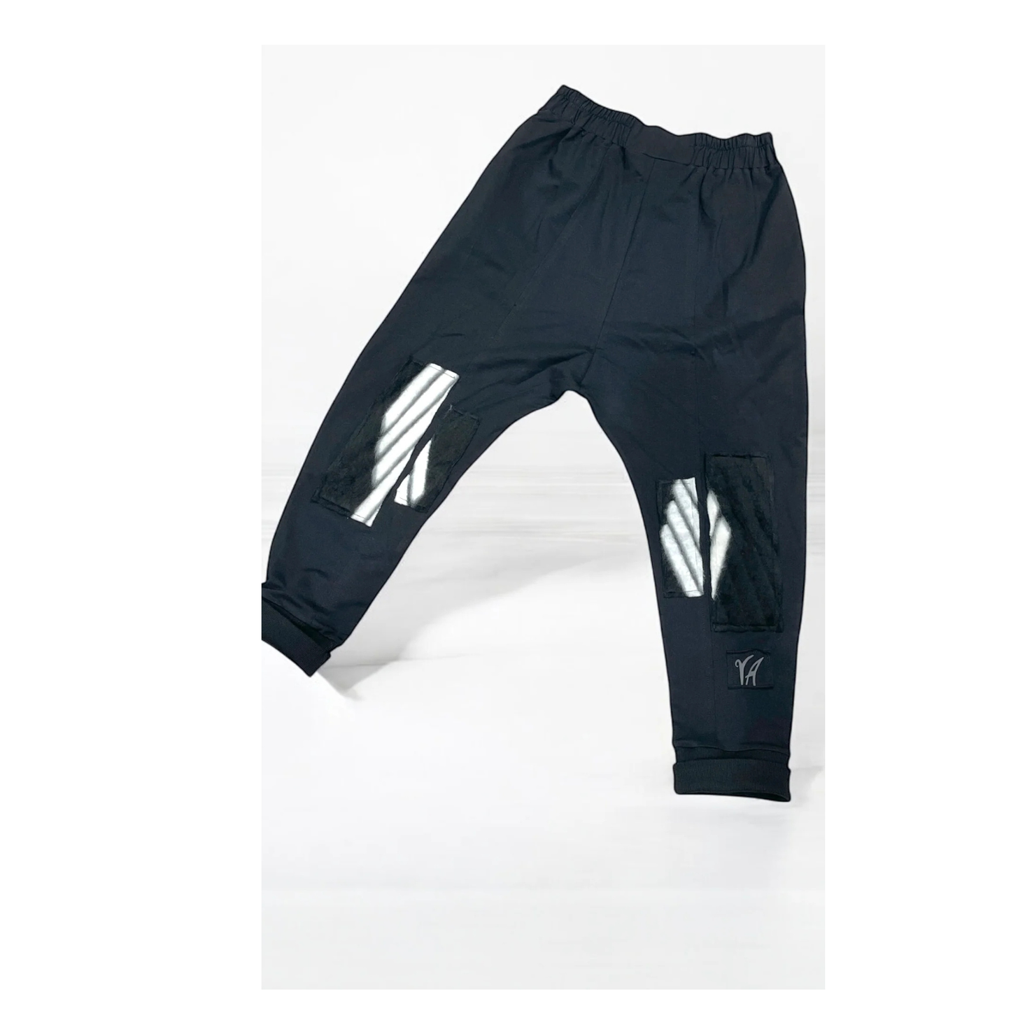 Vincenzo Allocca Hose Tiefschritt mit Wolleinsatz schwarz mit weiß 44 46 48 50 52 54 56 58