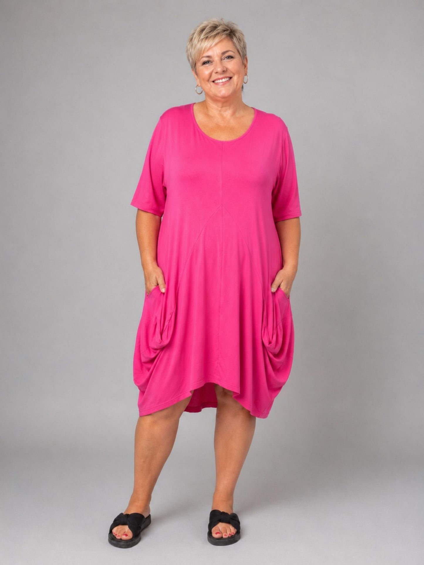 Momente Long-Tunika Viskose-Jersey Ballon-Schnitt – Schwarz, Pink, Orange, Gelb, Grün, Kiwi Gr. 1–3 (EU 42–58)