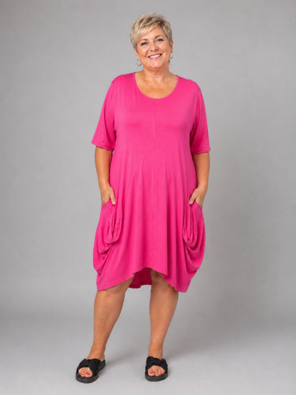 Momente Long-Tunika Viskose-Jersey Ballon-Schnitt – Schwarz, Pink, Orange, Gelb, Grün, Kiwi Gr. 1–3 (EU 42–58)