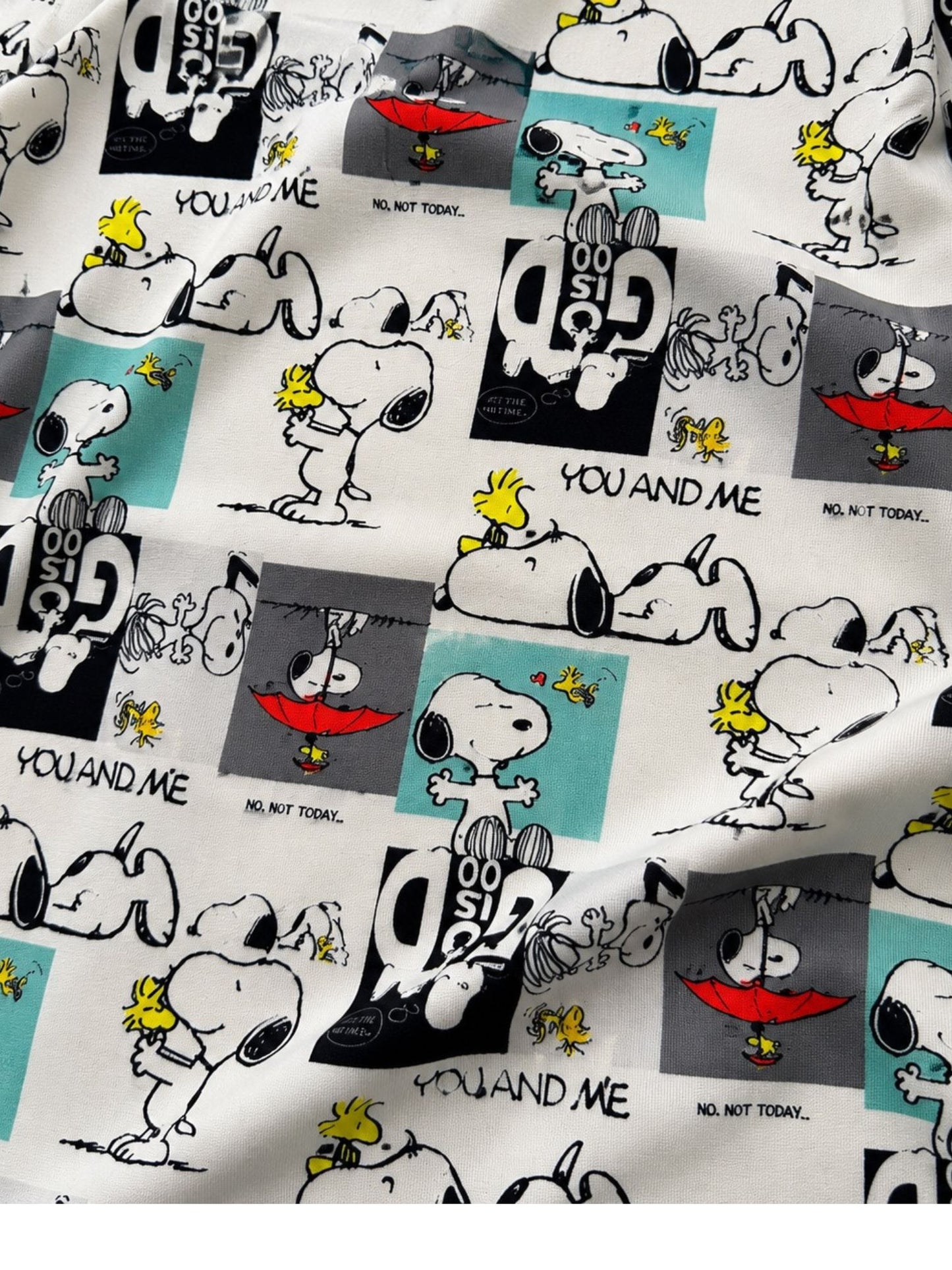 Naveed Shirt-Tunika A-Linie – Comic-Hund-Print in Schwarz, Türkis & Grau – Große Größen 44–54