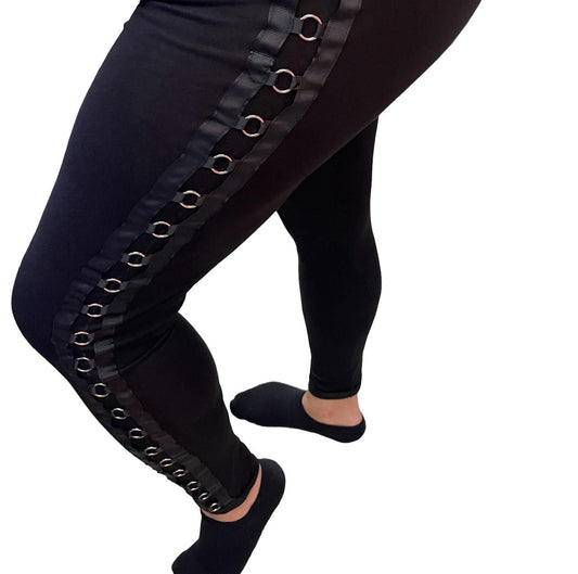 Moccoco Legging mit Ösen Schwarz 44 46 48 50 52 54