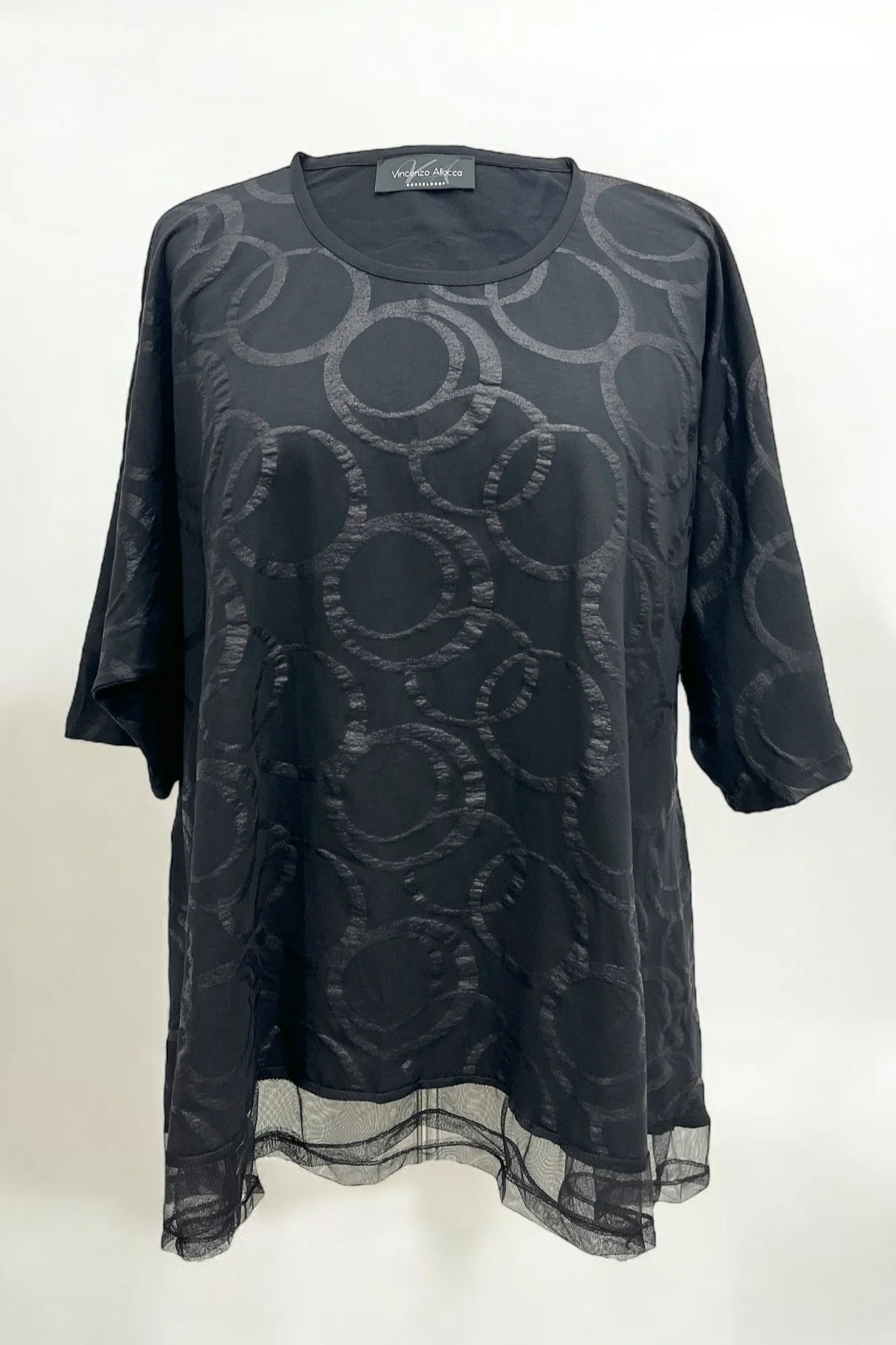 Vincenzo Allocca Shirt mit grafischem Print und Meshabschluss schwarz 40 42 44 46 48 50 52