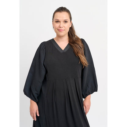 Pont Neuf Kleid V-Ausschnitt mit Microtafteinsätze Schwarz 42 44 46 48 50 52 54 56