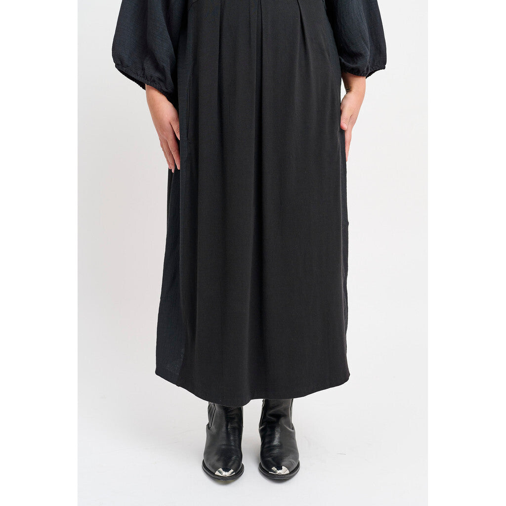 Pont Neuf Kleid V-Ausschnitt mit Microtafteinsätze Schwarz 42 44 46 48 50 52 54 56