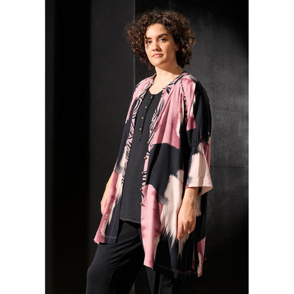 Pont Neuf exquisites Bluse Rosa Schwarz gemustert Black Edition 42 44 46 48 50 52 54 56