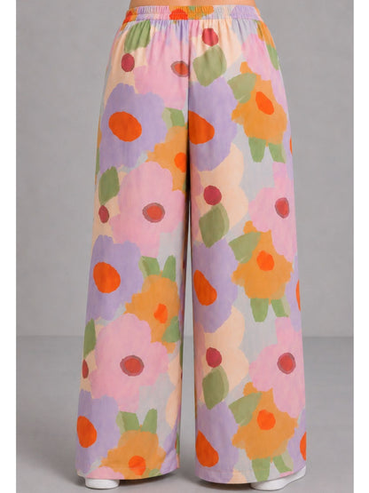 Vincenzo Allocca Weite Hose Blumen-Print Bunt – Einheitsgröße 44–54