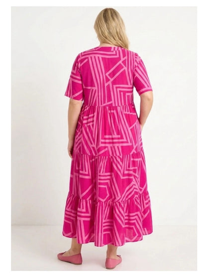 Sommerkleid große Größen Maxikleid Grafik-Print Pink Vincenzo Allocca