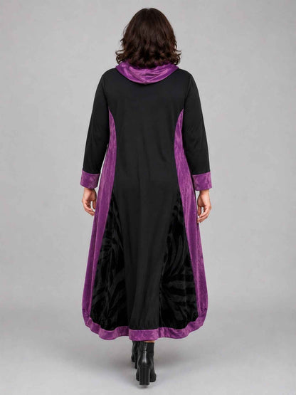 Vincenzo Allocca Kleid Samt und Chiffon Ballonform – Schwarz/Lila Gr. 44/46–60/62