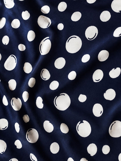 Vincenzo Allocca Maxikleid Viskose Halbarm – Tiefmarine/Weiß Punkte-Print Gr. 44–62
