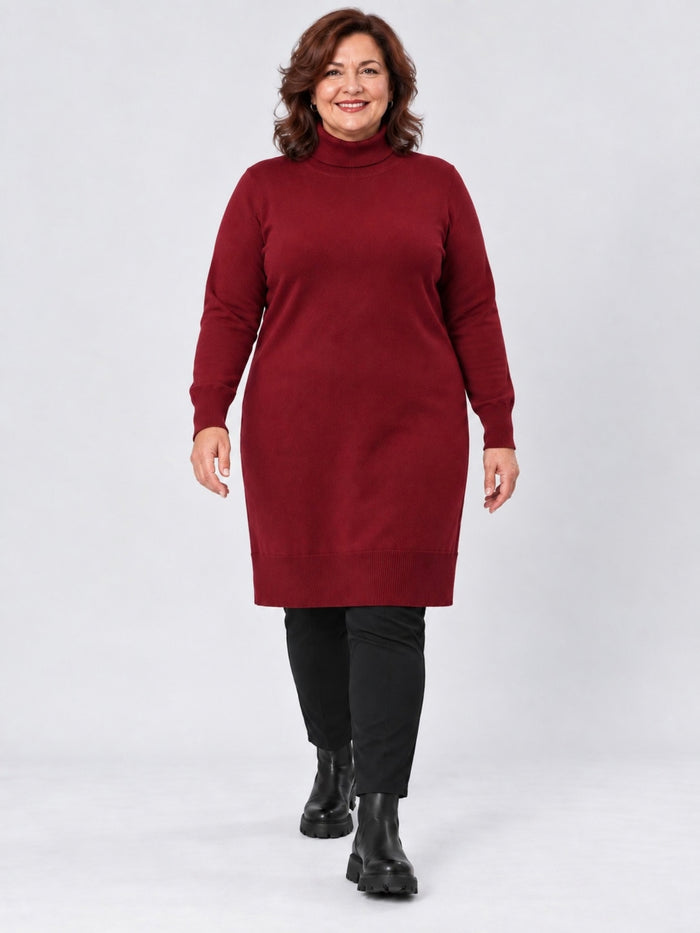 Rollkragenpullover lang, auch als Kleid