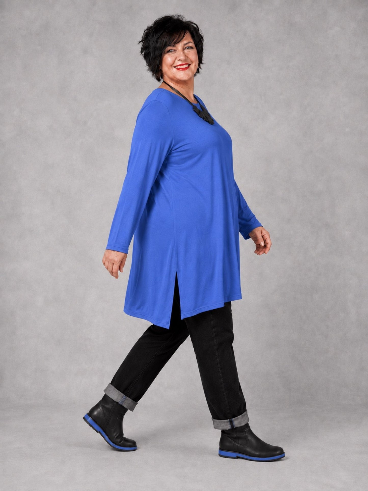 AKH Fashion Basic Shirt Viskose Langarm Oversize – Einheitsgröße 48–58, viele Farben