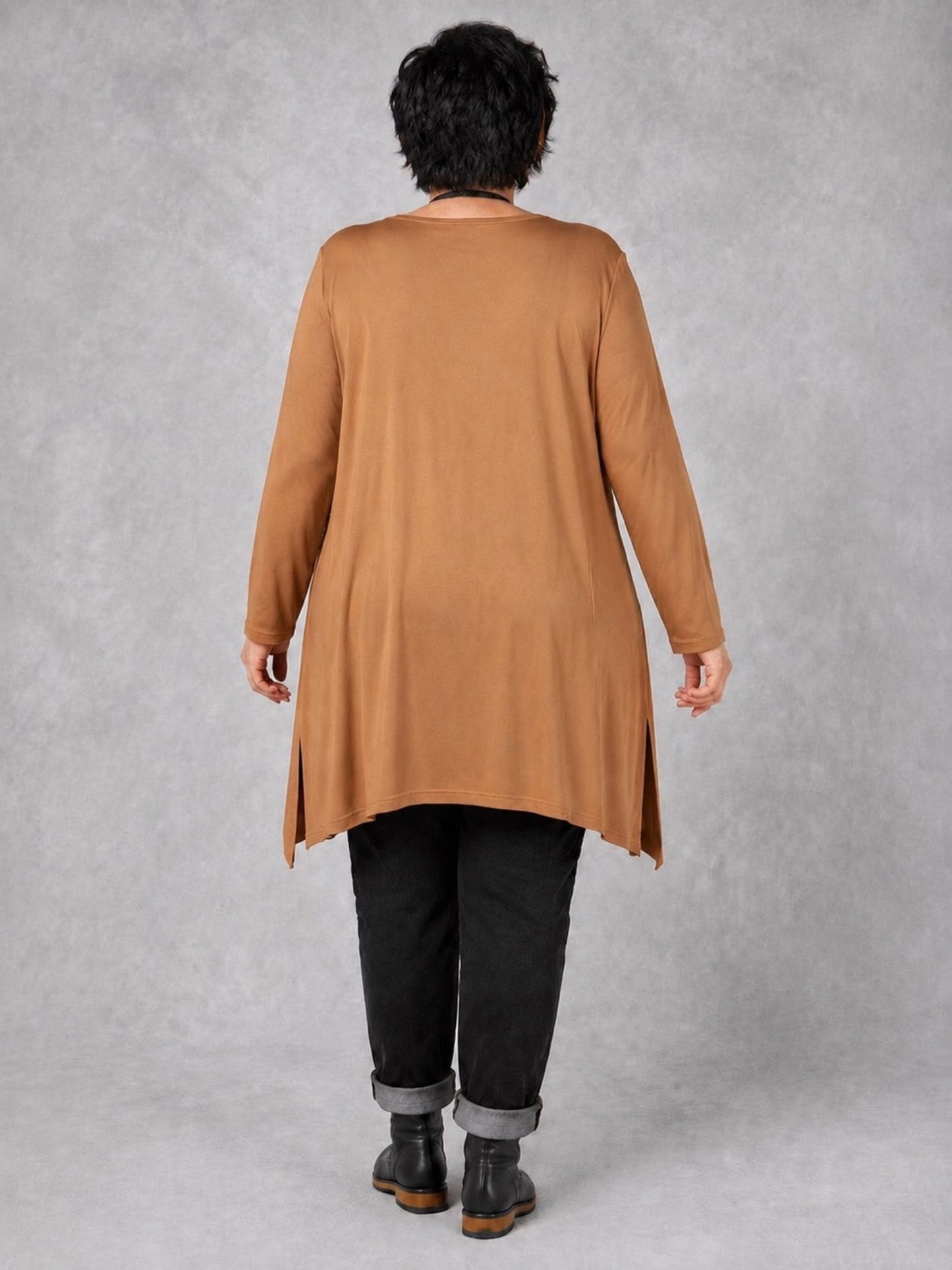 AKH Fashion Basic Shirt Viskose Langarm Oversize – Einheitsgröße 48–58, viele Farben