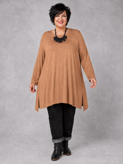 AKH Fashion Basic Shirt Viskose Langarm Oversize – Einheitsgröße 48–58, viele Farben