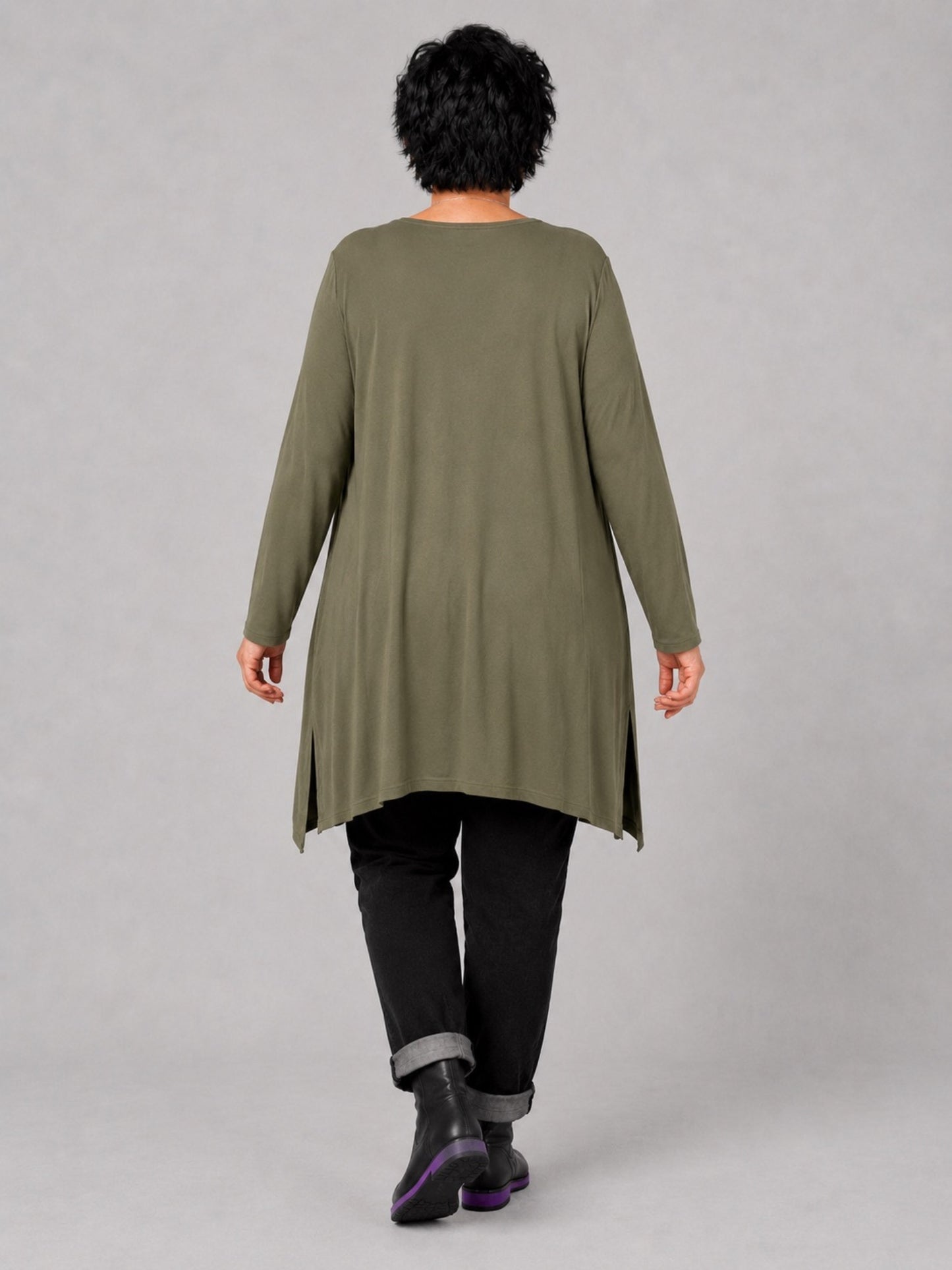 AKH Fashion Basic Shirt Viskose Langarm Oversize – Einheitsgröße 48–58, viele Farben