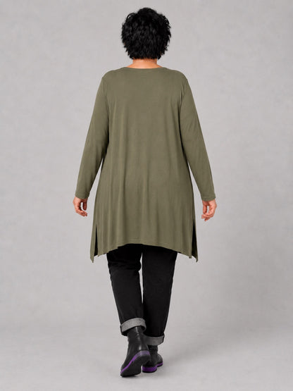 AKH Fashion Basic Shirt Viskose Langarm Oversize – Einheitsgröße 48–58, viele Farben