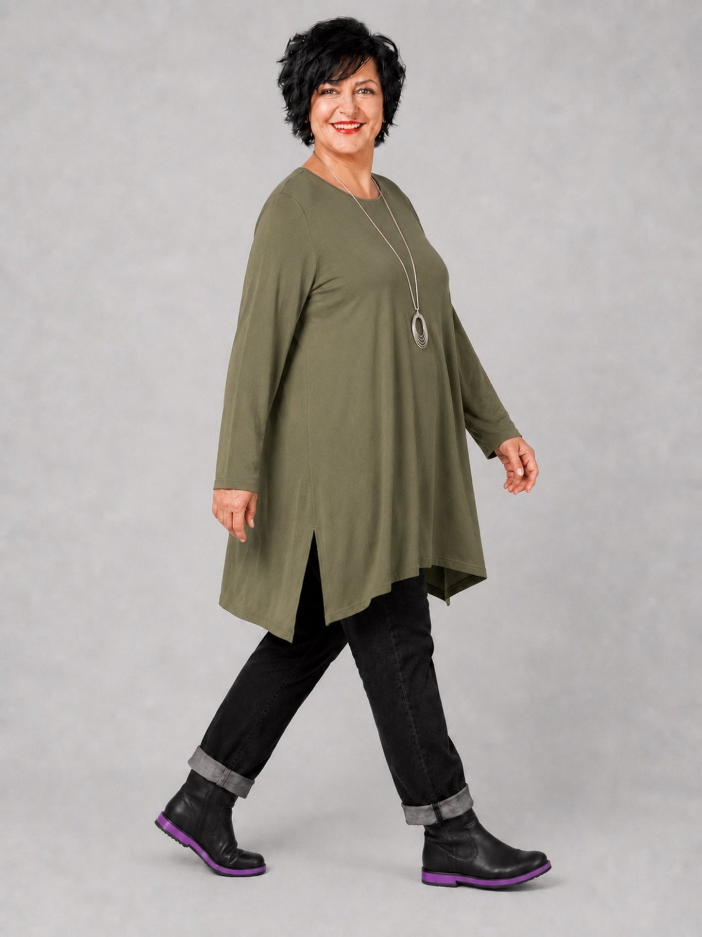AKH Fashion Basic Shirt Viskose Langarm Oversize – Einheitsgröße 48–58, viele Farben