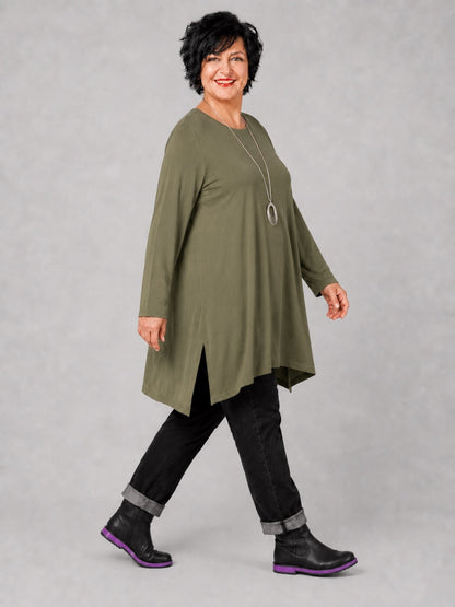 AKH Fashion Basic Shirt Viskose Langarm Oversize – Einheitsgröße 48–58, viele Farben