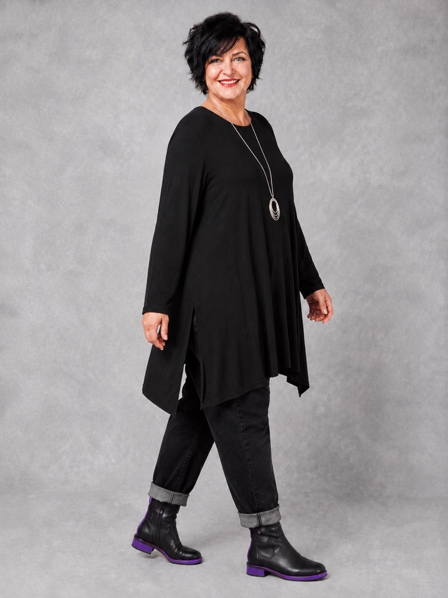 AKH Fashion Basic Shirt Viskose Langarm Oversize – Einheitsgröße 48–58, viele Farben