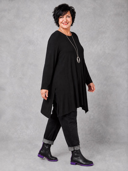AKH Fashion Basic Shirt Viskose Langarm Oversize – Einheitsgröße 48–58, viele Farben