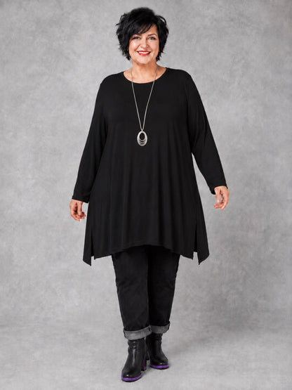 AKH Fashion Basic Shirt Viskose Langarm Oversize – Einheitsgröße 48–58, viele Farben