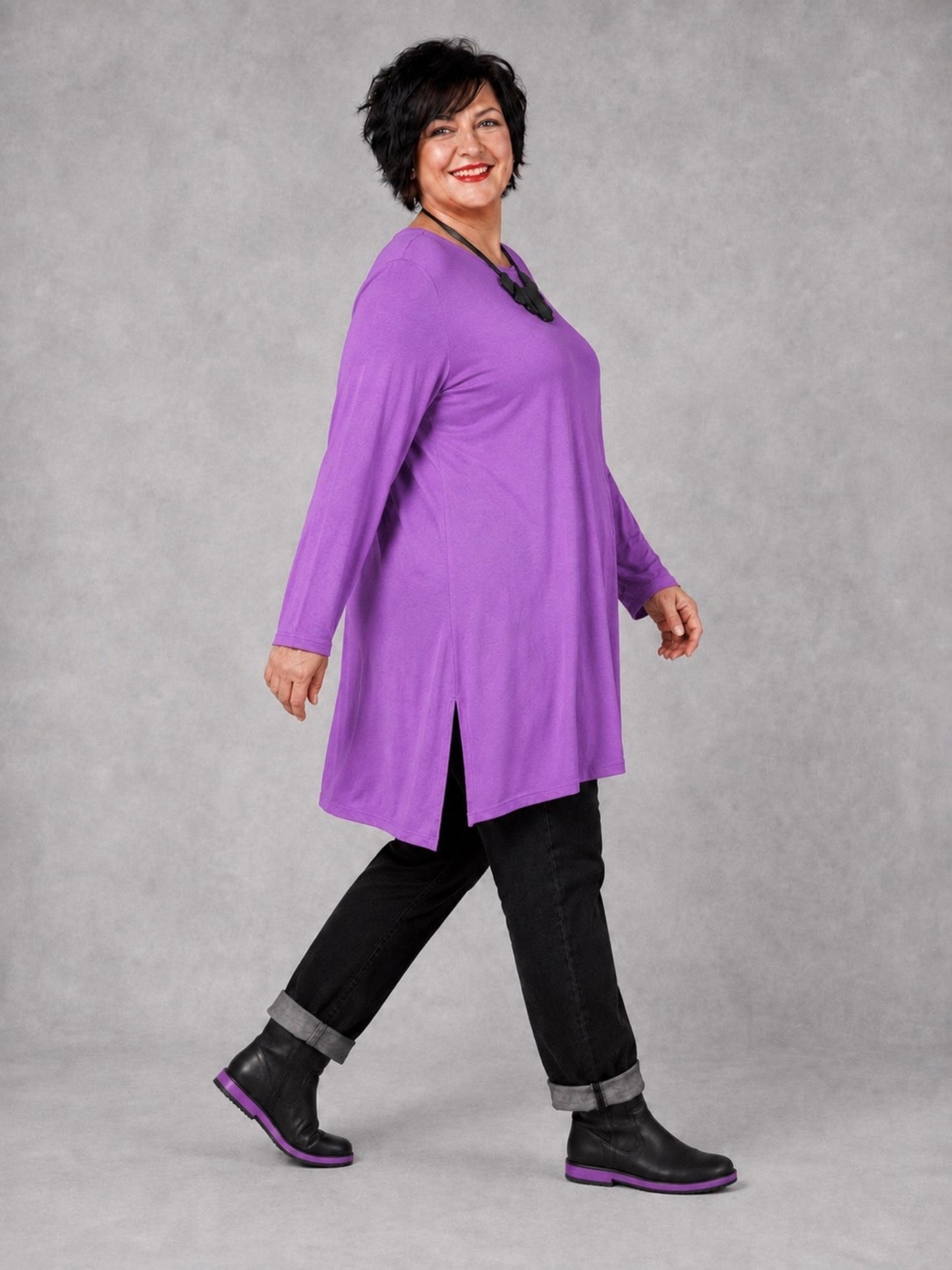AKH Fashion Basic Shirt Viskose Langarm Oversize – Einheitsgröße 48–58, viele Farben
