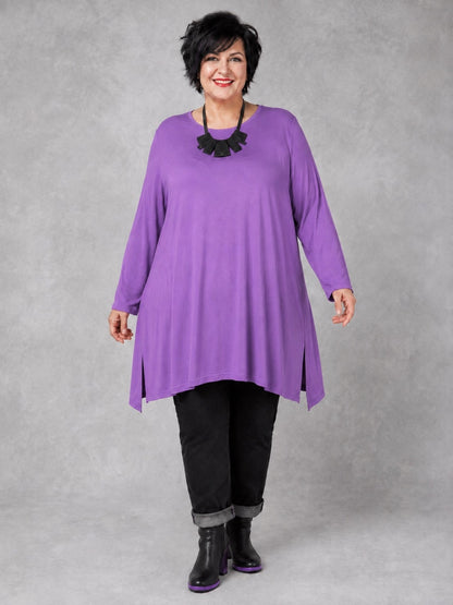 AKH Fashion Basic Shirt Viskose Langarm Oversize – Einheitsgröße 48–58, viele Farben