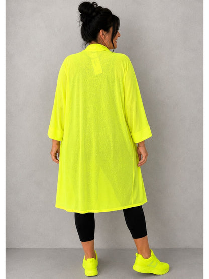 AKH Fashion Cardigan Feinstrick Neongrün / Neongelb / Weiß Gr. 44–58