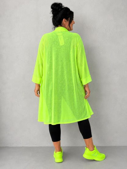 AKH Fashion Cardigan Feinstrick Neongrün / Neongelb / Weiß Gr. 44–58