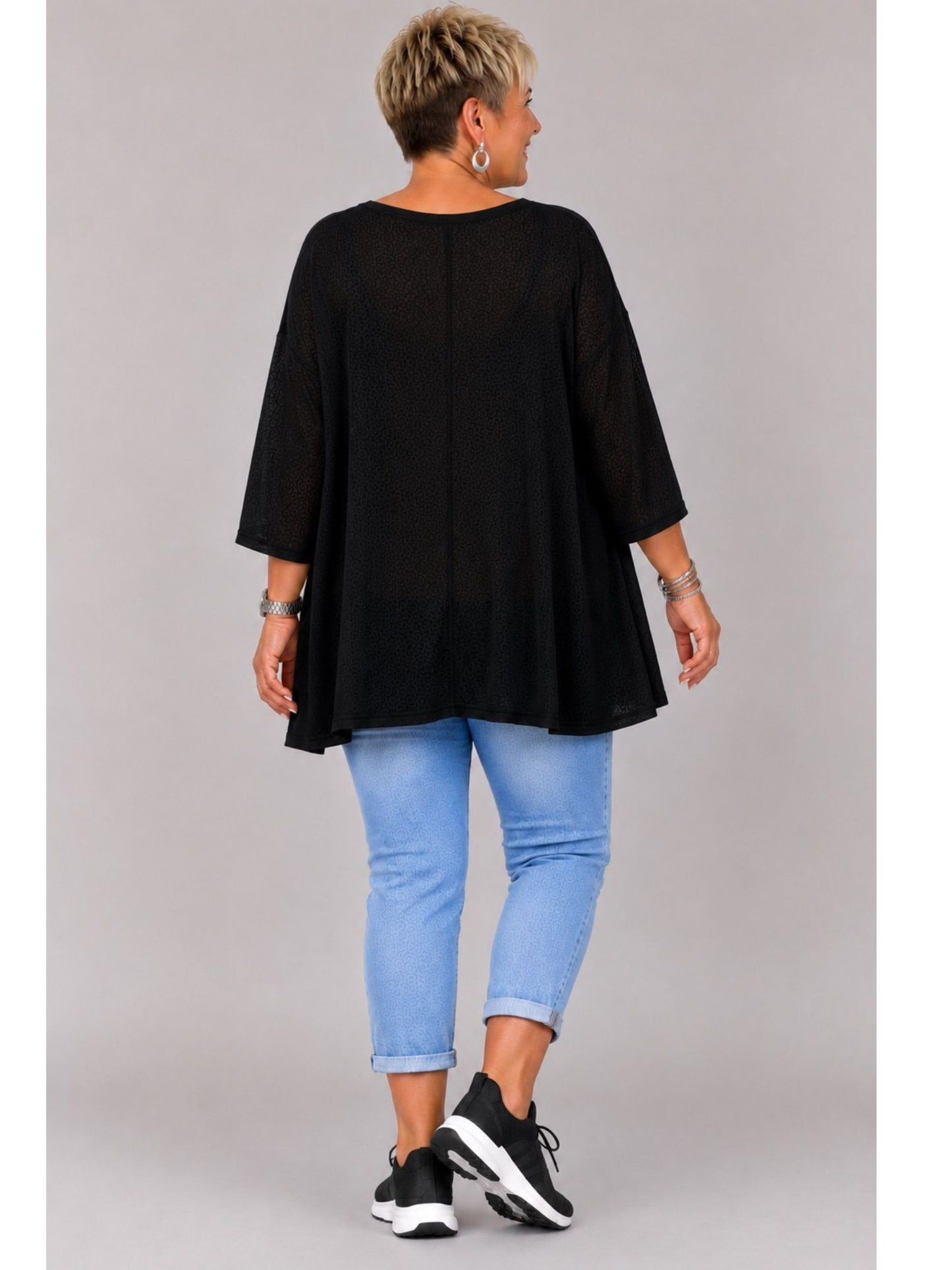 AKH Fashion Oversize Feinstrick-Shirt A-Linie Neon – Einheitsgröße 44–56, Neongrün / Neonpink / Neongelb / Schwarz / Weiß