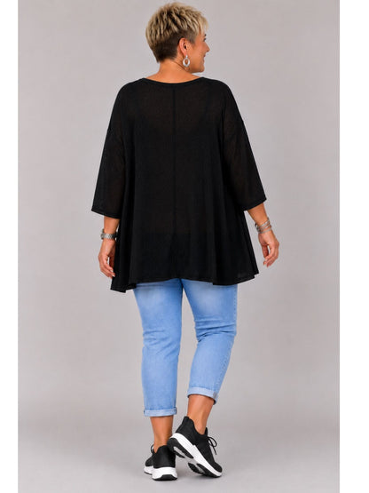 AKH Fashion Oversize Feinstrick-Shirt A-Linie Neon – Einheitsgröße 44–56, Neongrün / Neonpink / Neongelb / Schwarz / Weiß