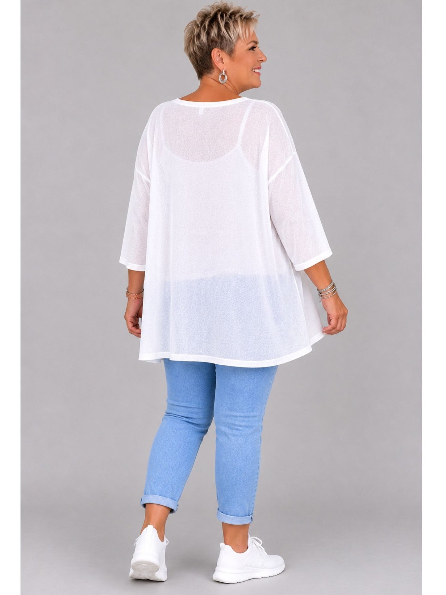 AKH Fashion Oversize Feinstrick-Shirt A-Linie Neon – Einheitsgröße 44–56, Neongrün / Neonpink / Neongelb / Schwarz / Weiß