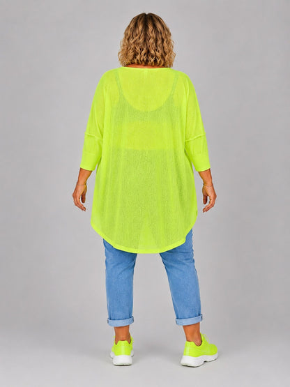AKH Fashion Oversize Feinstrick-Shirt ponchoartig – Neongelb, Neonpink, Neongrün, Schwarz, Weiß, Einheitsgröße 48–60