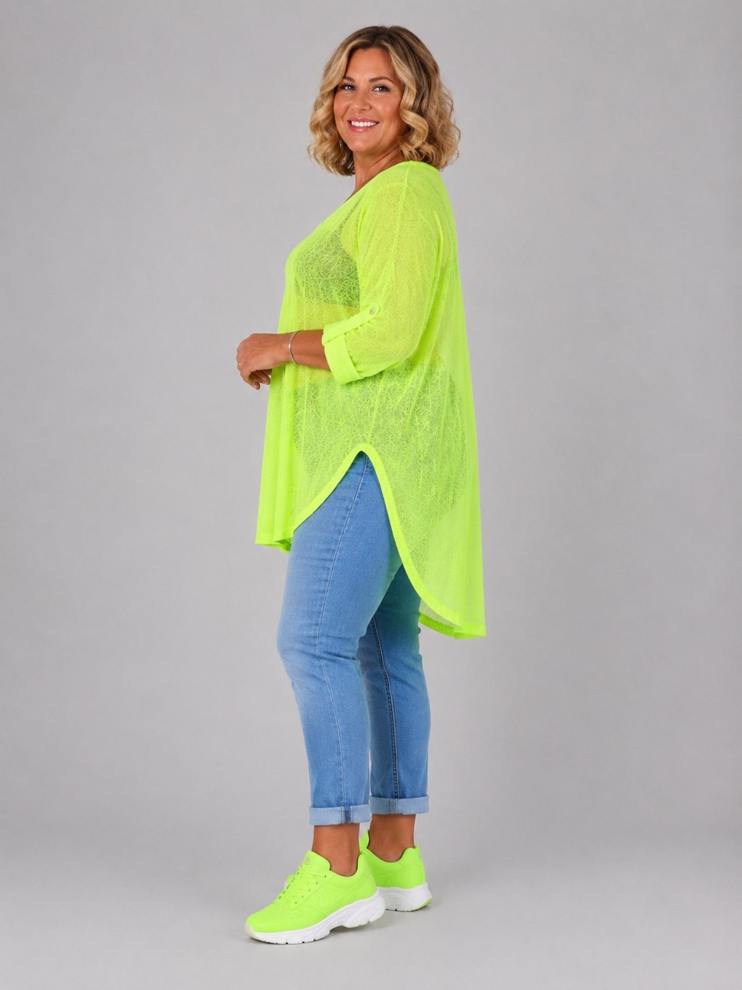 AKH Fashion Oversize Feinstrick-Shirt ponchoartig – Neongelb, Neonpink, Neongrün, Schwarz, Weiß, Einheitsgröße 48–60
