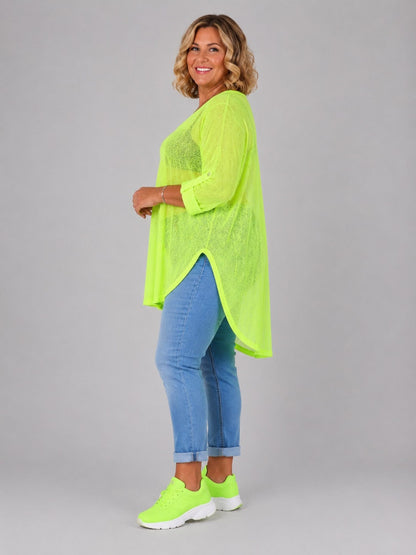 AKH Fashion Oversize Feinstrick-Shirt ponchoartig – Neongelb, Neonpink, Neongrün, Schwarz, Weiß, Einheitsgröße 48–60