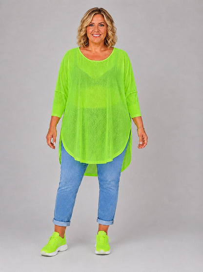 AKH Fashion Oversize Feinstrick-Shirt ponchoartig – Neongelb, Neonpink, Neongrün, Schwarz, Weiß, Einheitsgröße 48–60