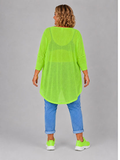 AKH Fashion Oversize Feinstrick-Shirt ponchoartig – Neongelb, Neonpink, Neongrün, Schwarz, Weiß, Einheitsgröße 48–60