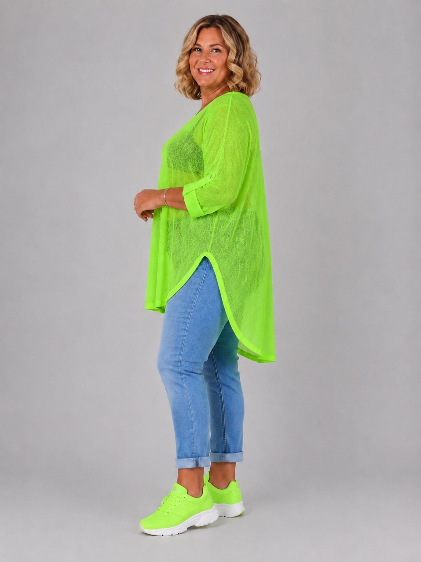 AKH Fashion Oversize Feinstrick-Shirt ponchoartig – Neongelb, Neonpink, Neongrün, Schwarz, Weiß, Einheitsgröße 48–60