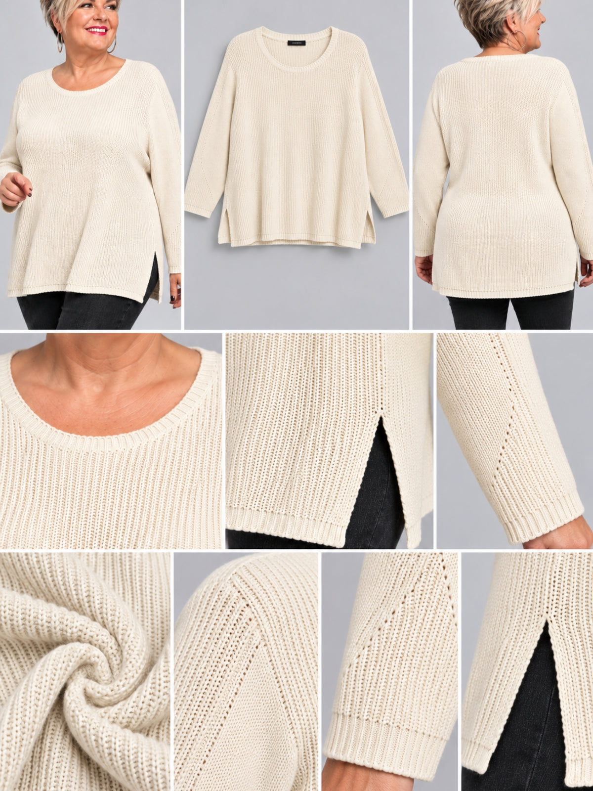 Heimod Strickpullover Baumwolle mit abnehmbarem Rollkragen – Pink, Schwarz, Ecru, Grün Gr. 44–60