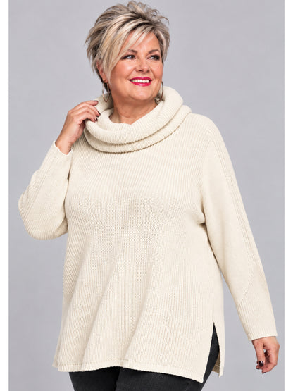 Heimod Strickpullover Baumwolle mit abnehmbarem Rollkragen – Pink, Schwarz, Ecru, Grün Gr. 44–60