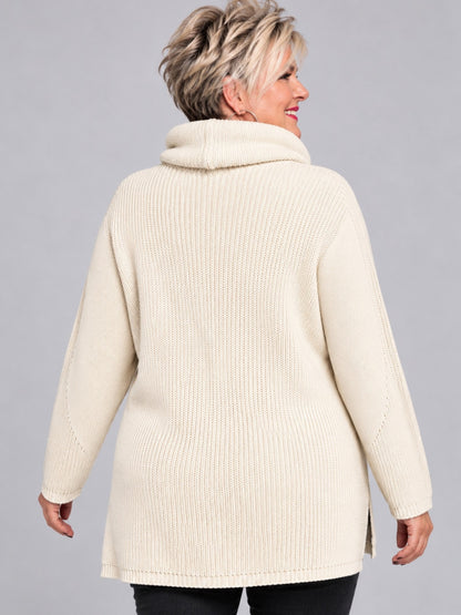 Heimod Strickpullover Baumwolle mit abnehmbarem Rollkragen – Pink, Schwarz, Ecru, Grün Gr. 44–60