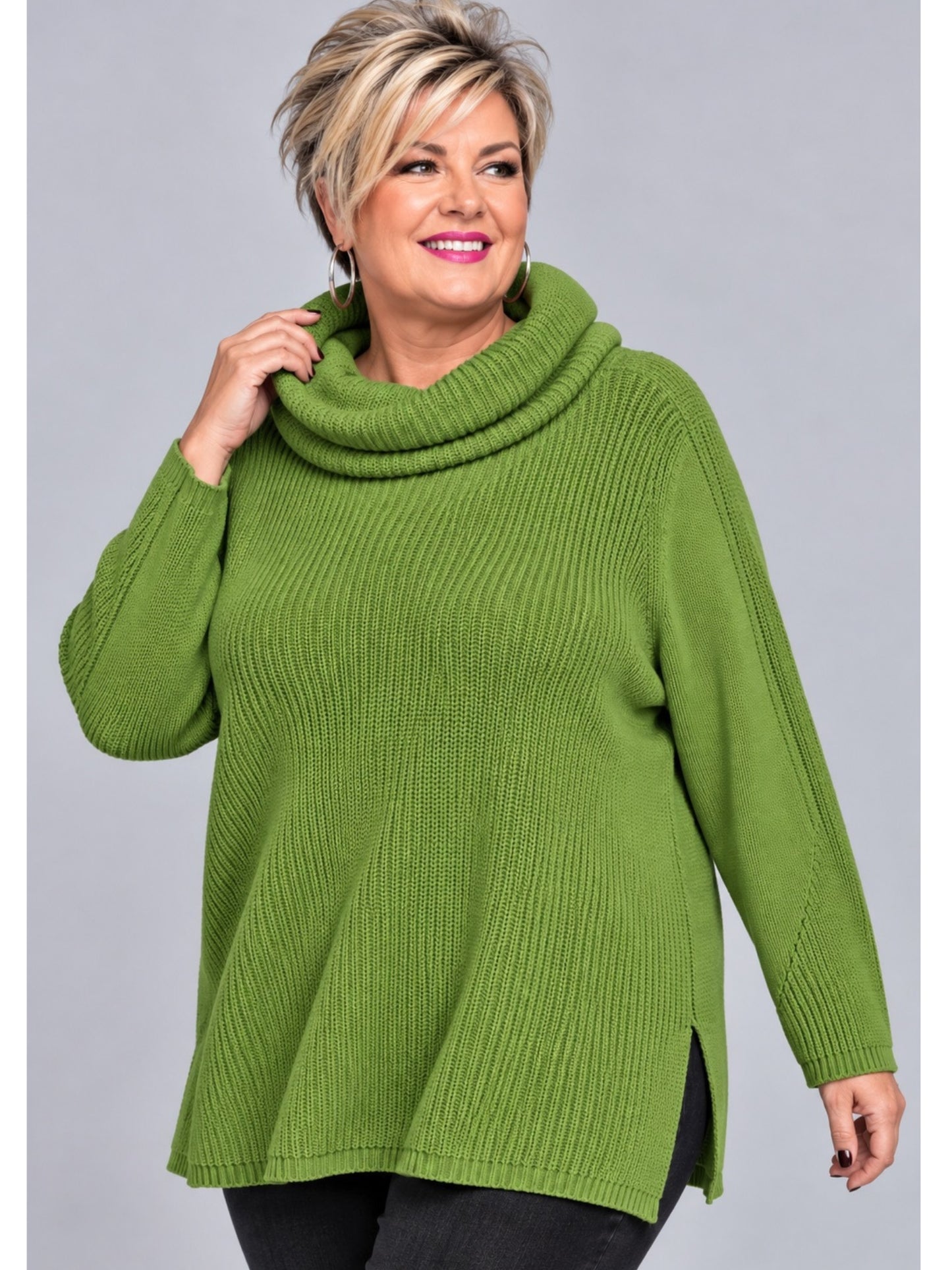 Heimod Strickpullover Baumwolle mit abnehmbarem Rollkragen – Pink, Schwarz, Ecru, Grün Gr. 44–60