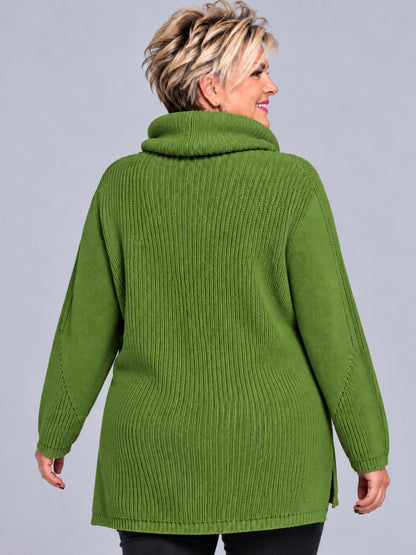 Heimod Strickpullover Baumwolle mit abnehmbarem Rollkragen – Pink, Schwarz, Ecru, Grün Gr. 44–60