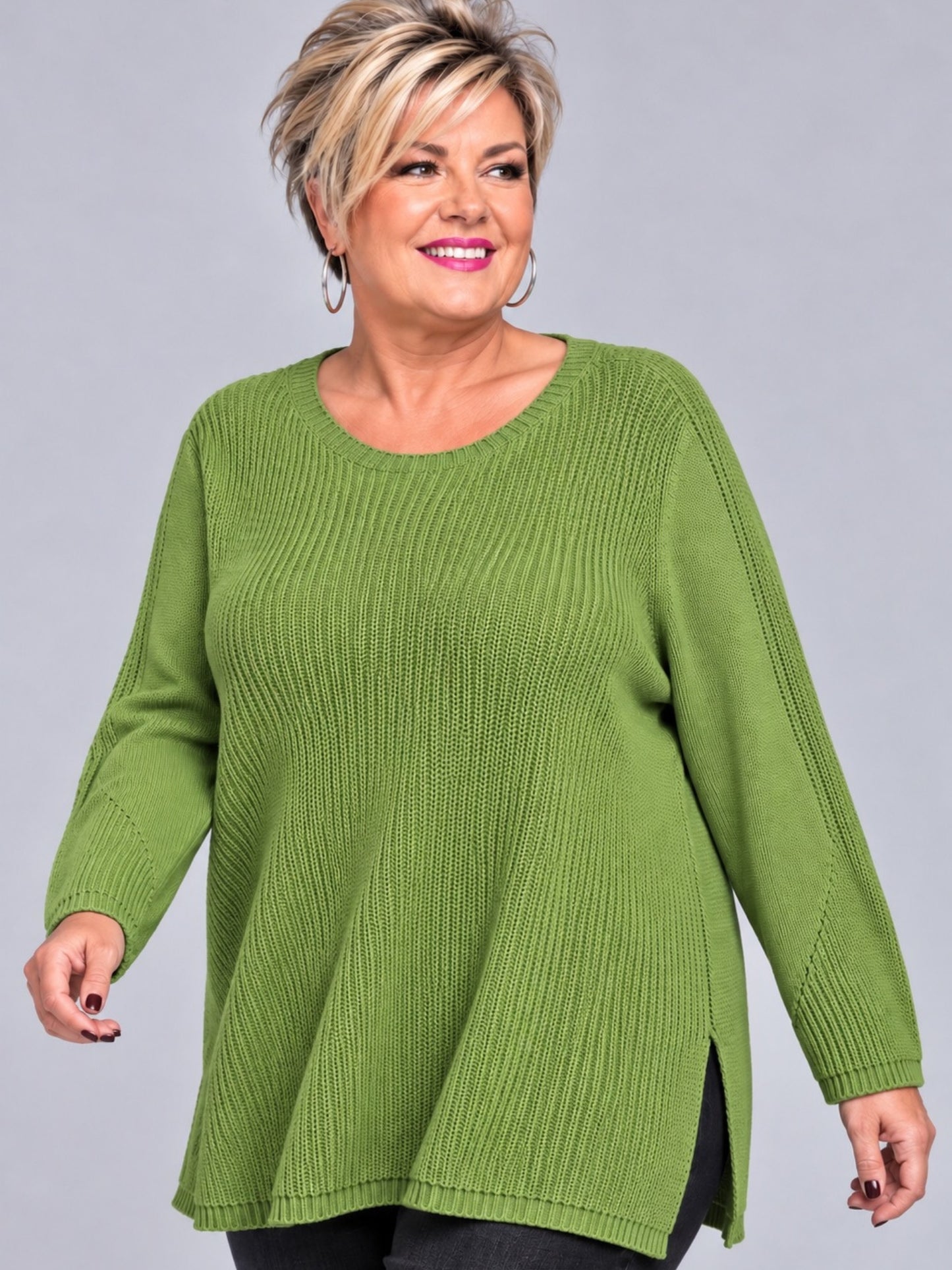 Heimod Strickpullover Baumwolle mit abnehmbarem Rollkragen – Pink, Schwarz, Ecru, Grün Gr. 44–60
